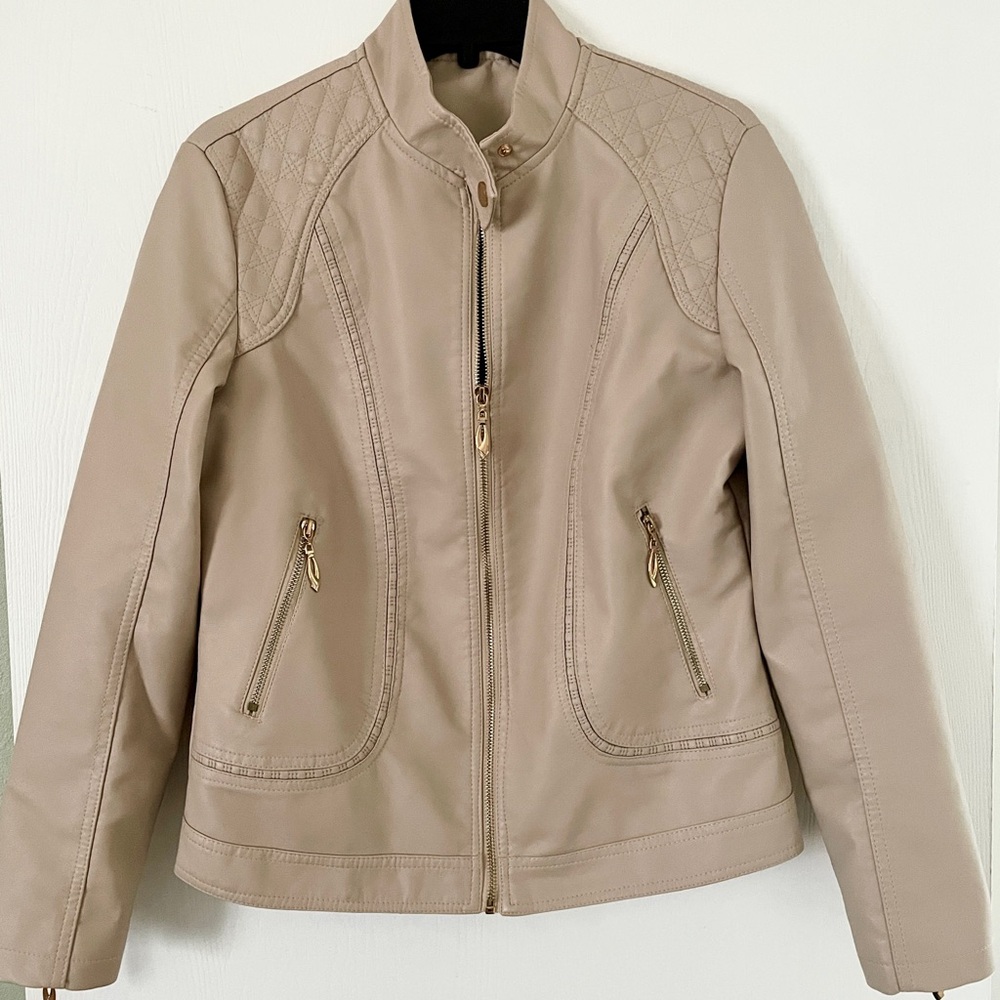 Women's Beige moto Jacket